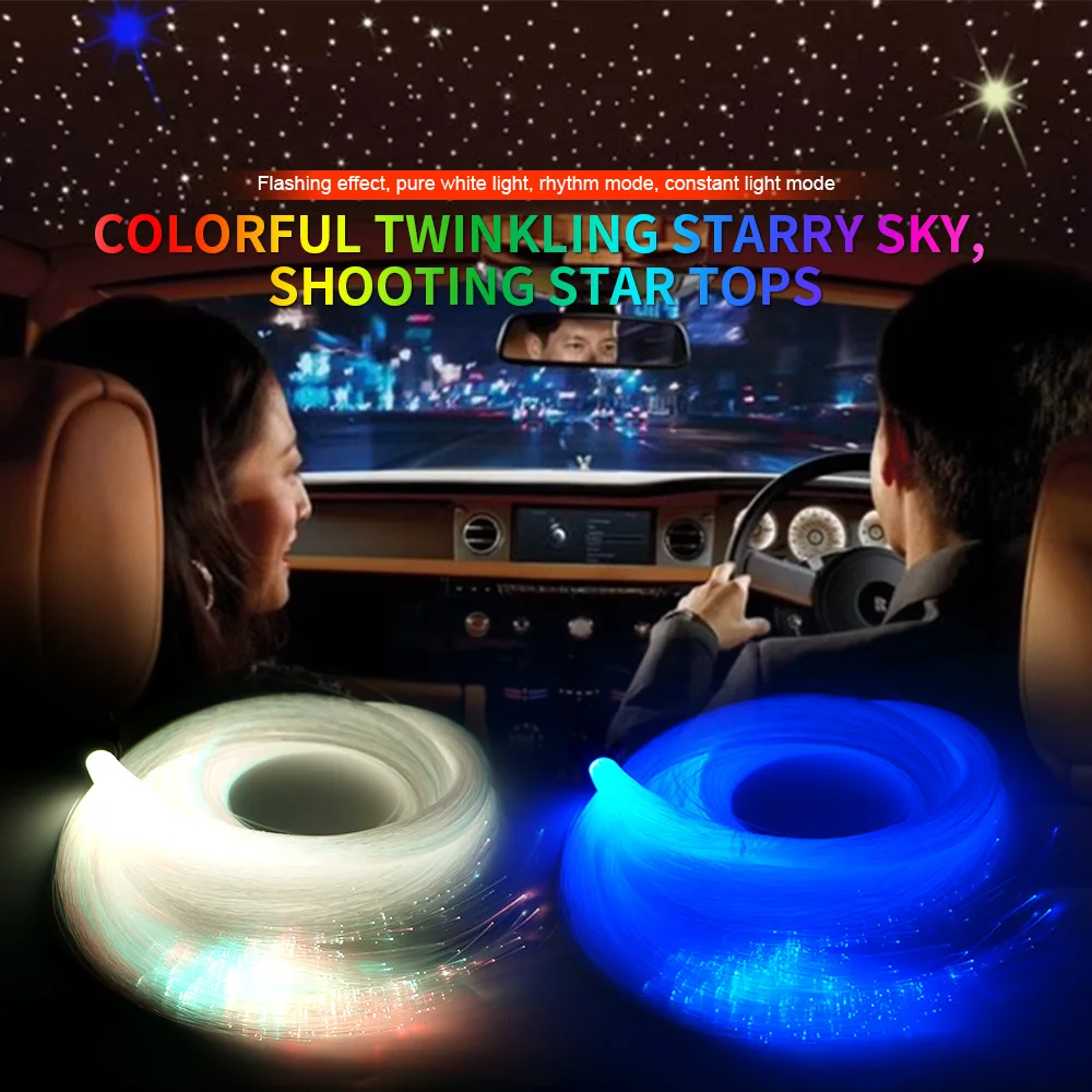 New 16W Car Star Ceiling Light RGBW Twinkle Starry Sky Fiber Optic Light Led Star Roof Interior Atmosphere Light Car Home Decor