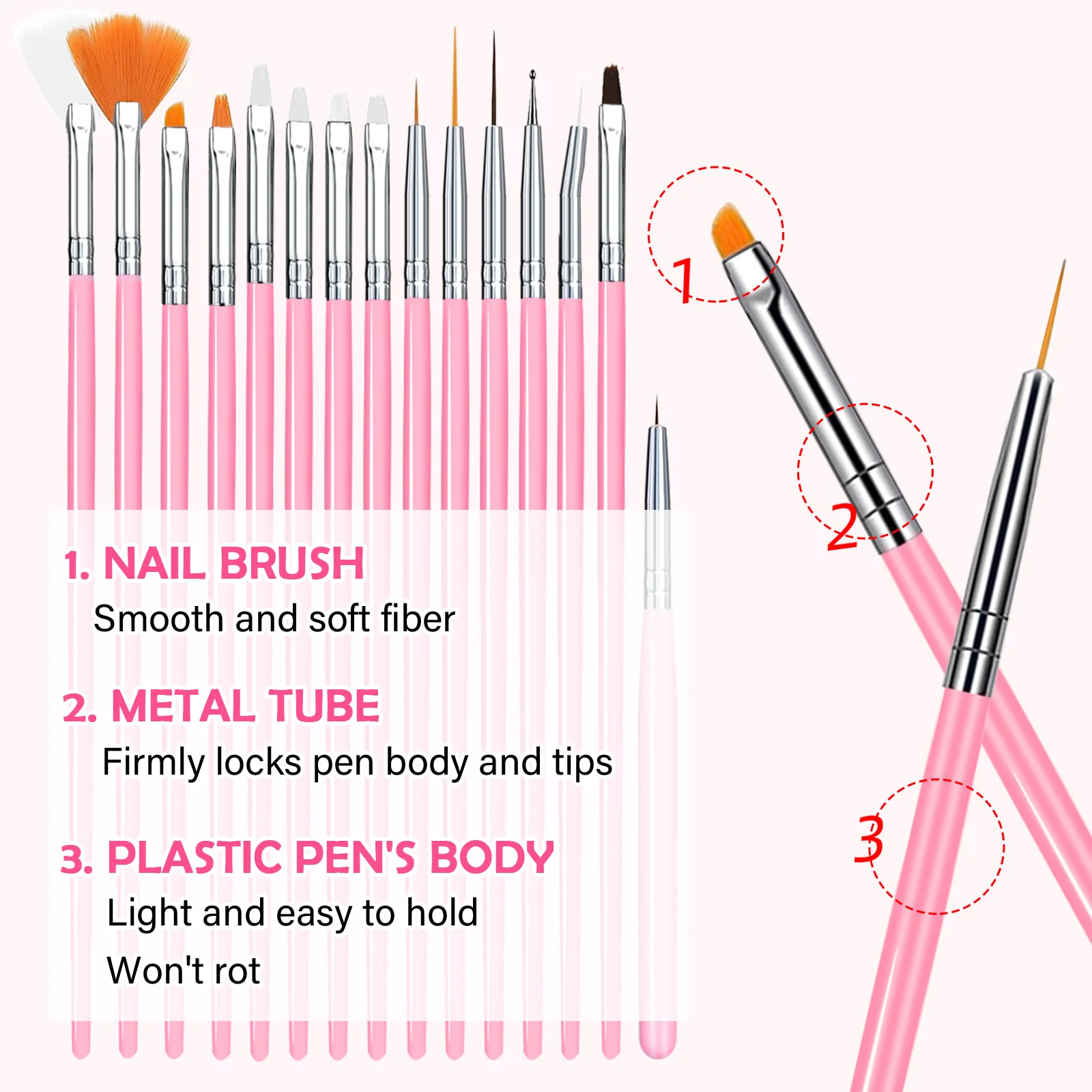 Nail Art Palette Brush Design Tip Painting Drawing Display Carving Dotting Pen Acrylic Gel UV Polish DIY Manicure Set Tools
