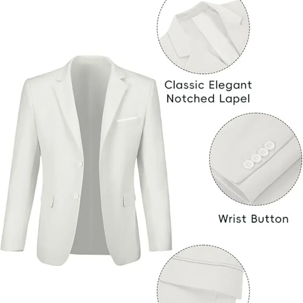 

6XL-XS (Blazer+Pants) High Quality Business Solid Color Slim Fit Suits 2 Pieces Men's Groom Wedding Social Tuxedos Set