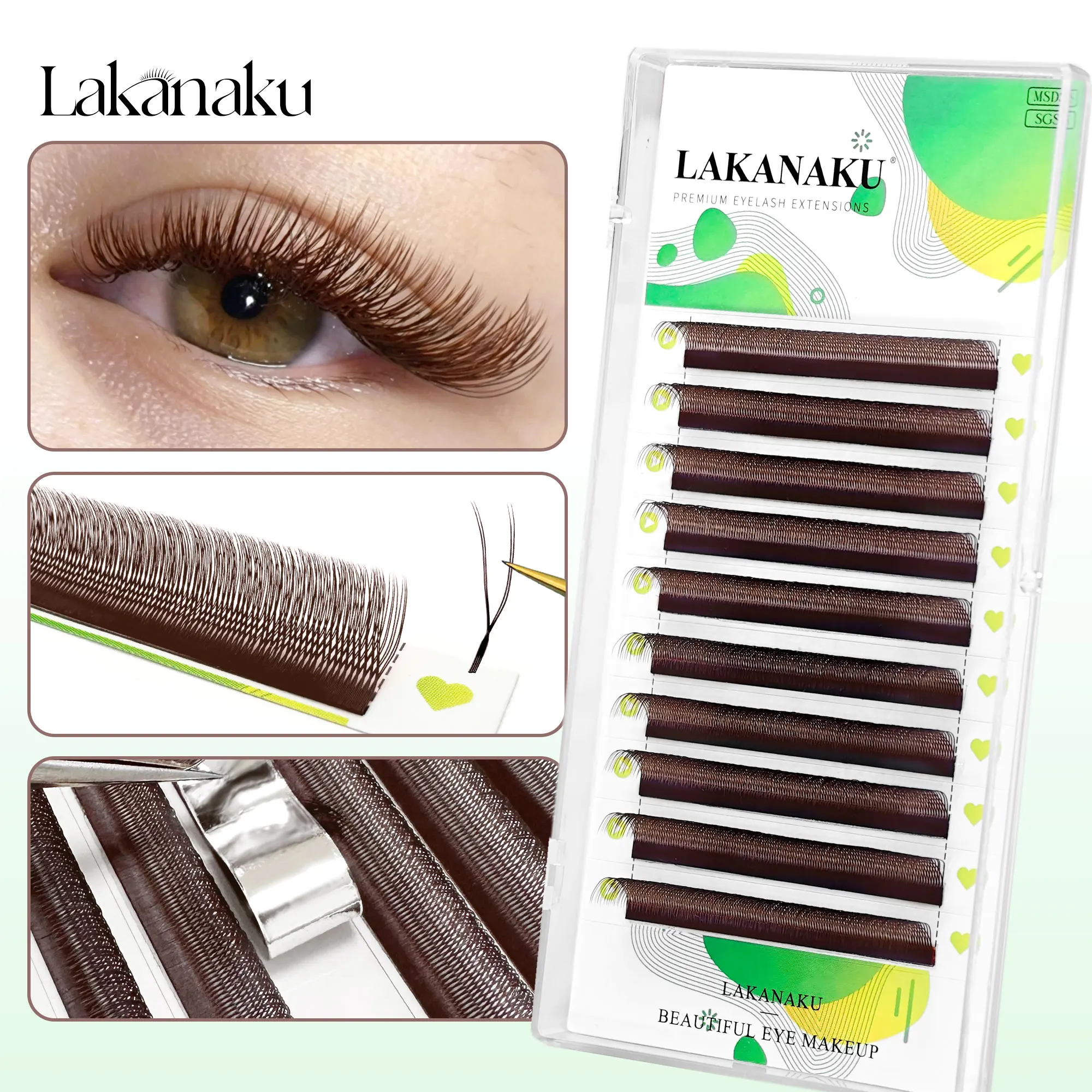Eyelash Extension Yelix - LAKANAKU U Lashes Extension สีน้ำตาล YY