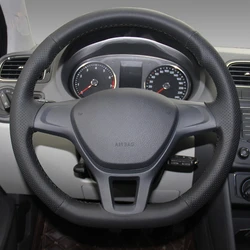 Car Steering Wheel Cover Black Artificial Leather For Volkswagen VW Golf 7 (VII) Golf Passat Polo Tiguan Car Accessories