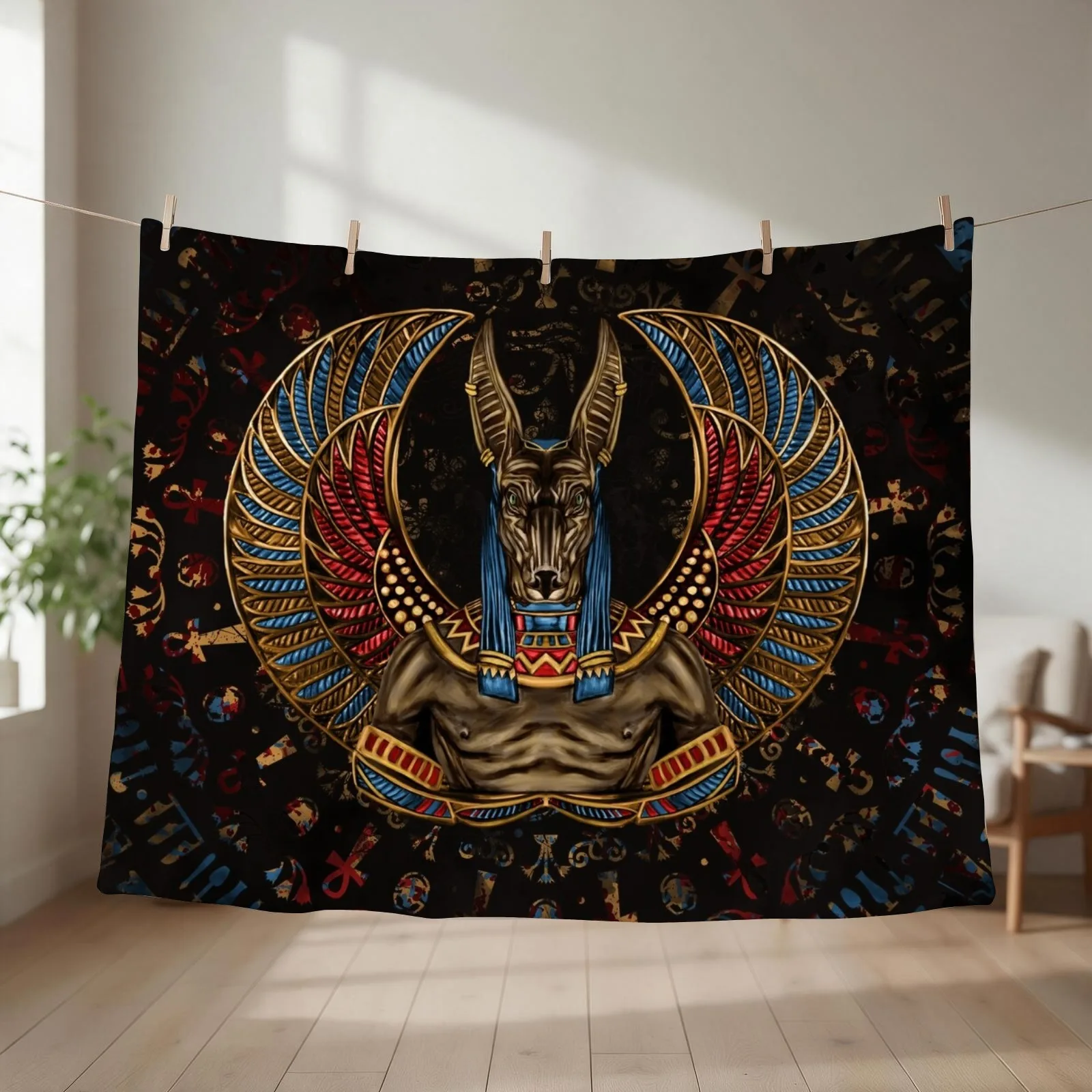 Anubis - Egyptian God Throw Blanket Winter beds Decorative Beds Bed linens Retros Blankets