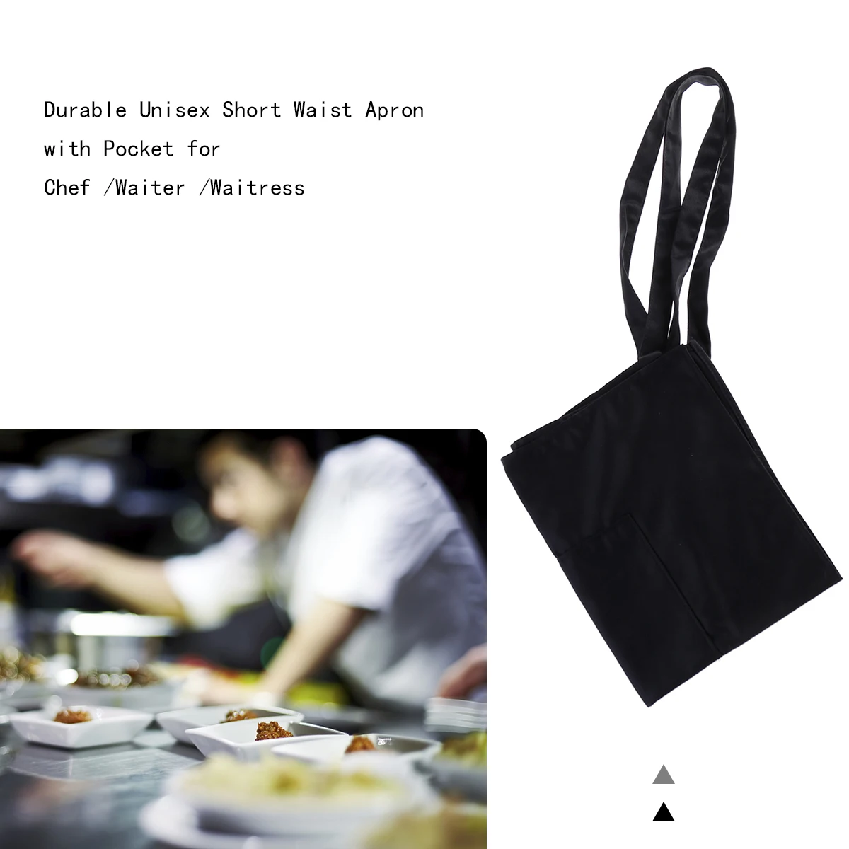 

Short Waist Apron Black Pocket for Men Women Easy to Wear Hotels Restaurants Cafes Pubs Shrink Proof Ideal Catering Schools