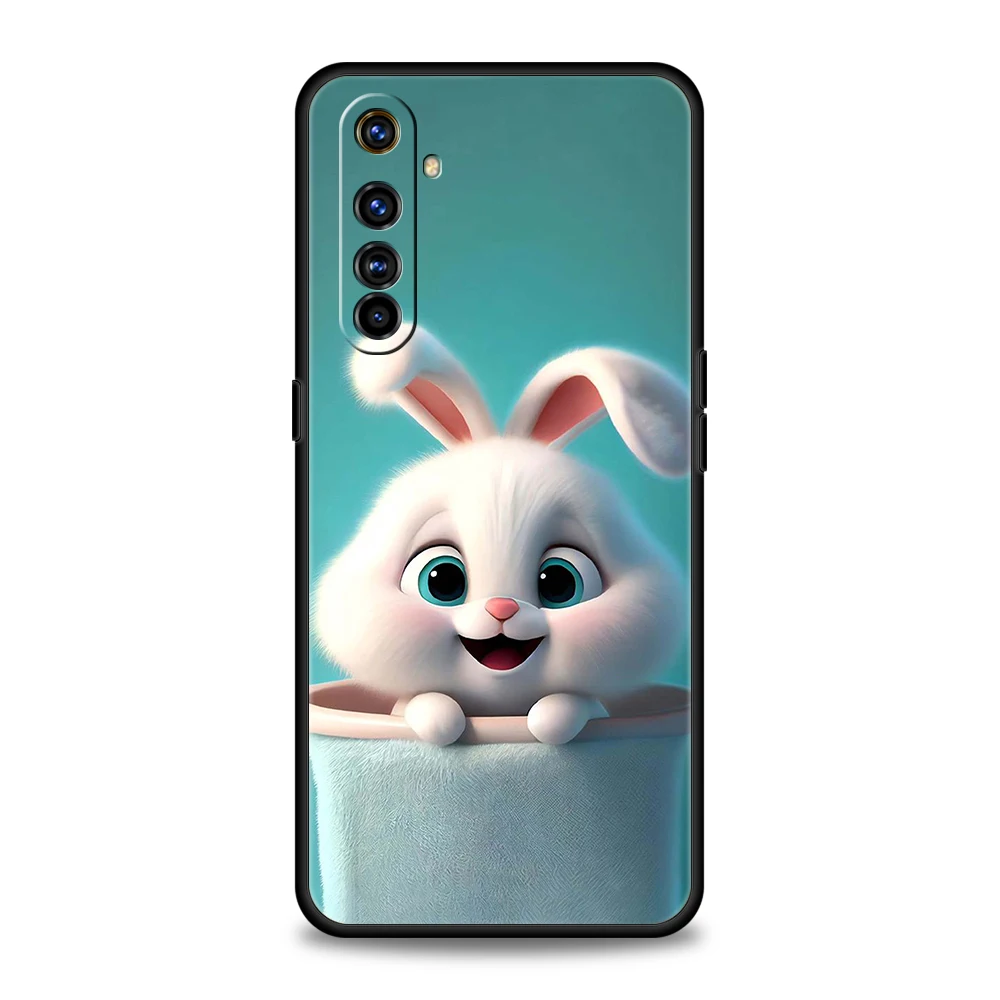 A Cute Rabbit With A Purple Hat Phone Case for Realme 8 9 Pro Plus 8i 9i 6 7 GT2 C21 C25 C3 C11 11 Pro 5G Plus Shockproof Shell