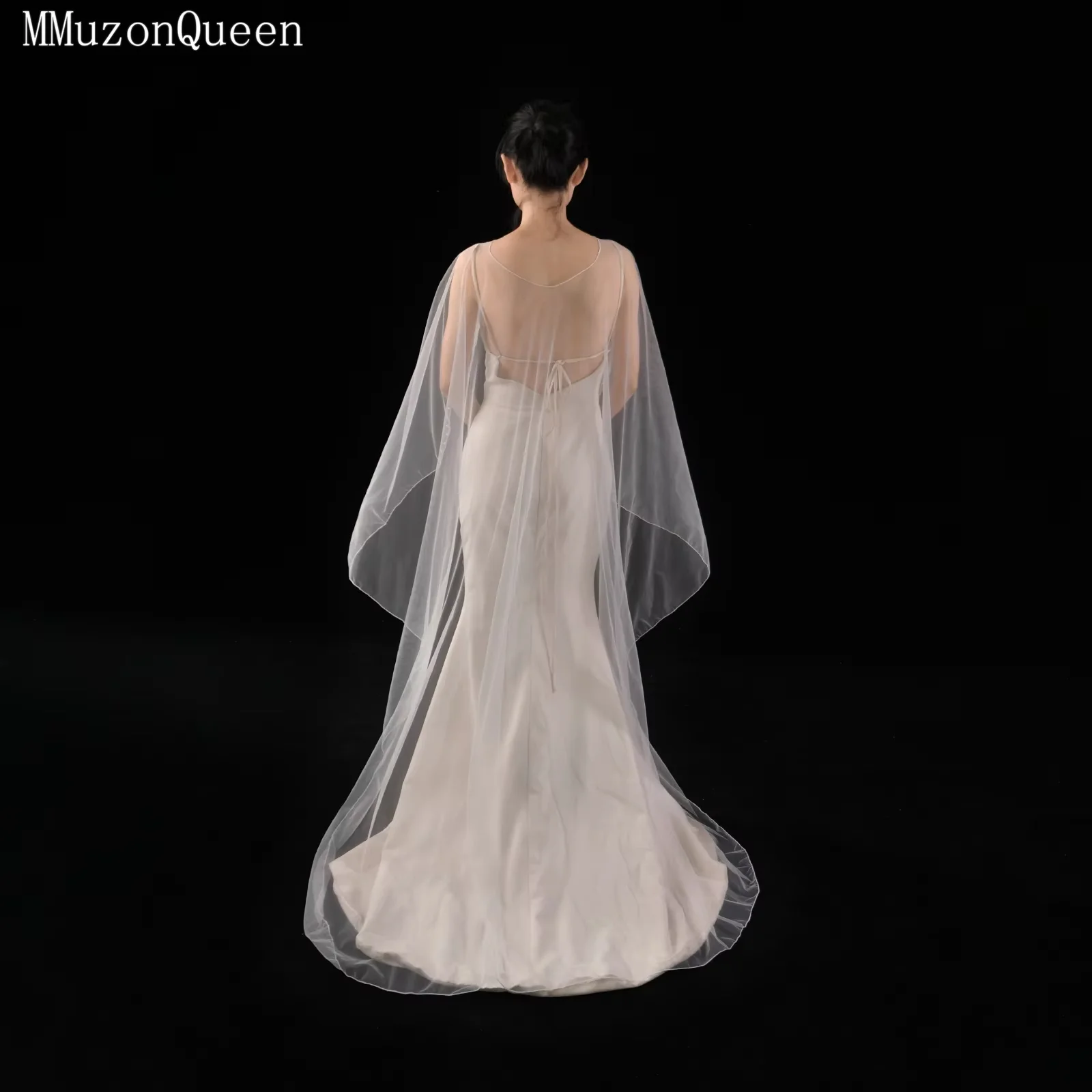 

TOPQUEEN длинная шаль для невесты с жемчужным краем, мягкий тюль, женский короткий топ с круглым вырезом, элегантная свадебная накидка, пуловер, блузка MG77