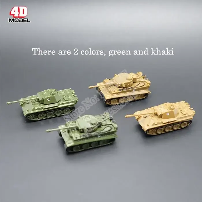 4pcs/set 4D Sand Table Plastic Tiger Tanks World War II Germany Panther Tank 1:144 Scale Finished Model Toy