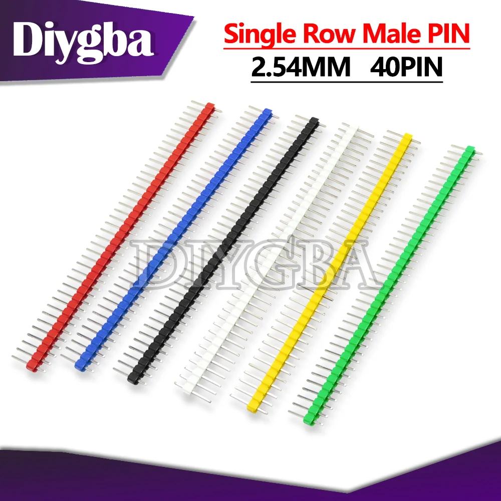 10PCS Single Row Male PIN 2.54mm 40P PCB Board Pin Header Connector Strip Pinheader For Arduino Red Blue Black White Yellow