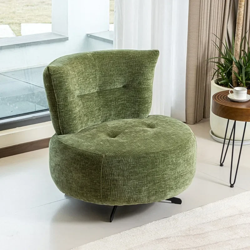#Single sofa chair lazy bedroom rotating leisure single chair Italian small light luxury balcony living room leather small sofa