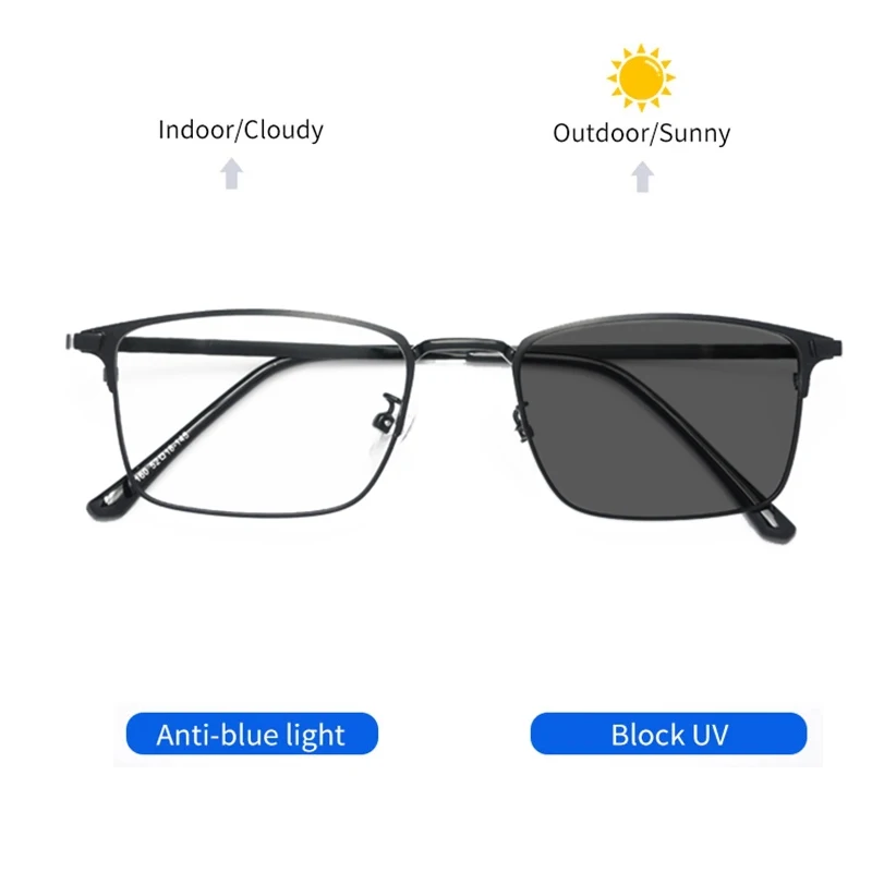 Retro Ultralight Titanium Alloy Optical Prescription Eyeglasses Frame Business Square Photochromic Anti Blue Ray Reading Glasses - Image 4