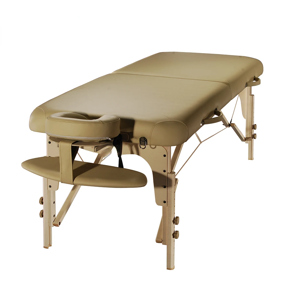 Series Manufacture Factory Price Height Adjustable Portable Lightweight Folding Wood Massage Table Massage Bed Spa Bed