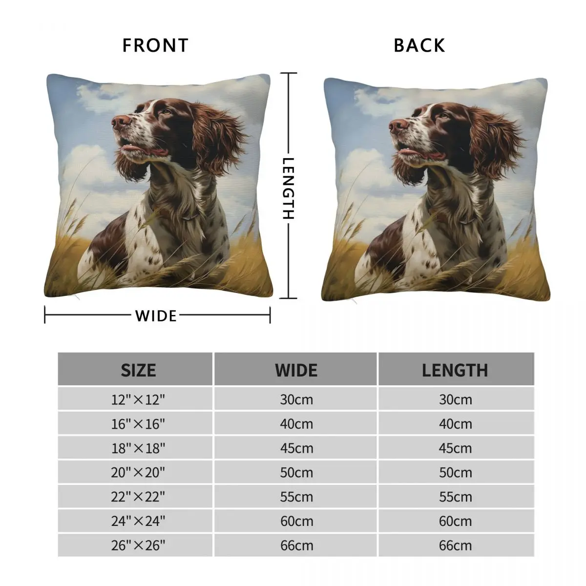 English Springer Spaniel Portrait Pillowcase Polyester Linen Velvet Printed Zip Decorative Pillow Case Sofa Seater Cover 45x45