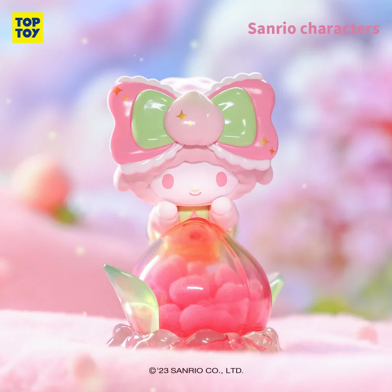 Miniso sanrio caixa cega olá kitty kuromi minha melodia cinnamoroll pachacco pompompurin vitalidade pêssego paraíso brinquedo decoração