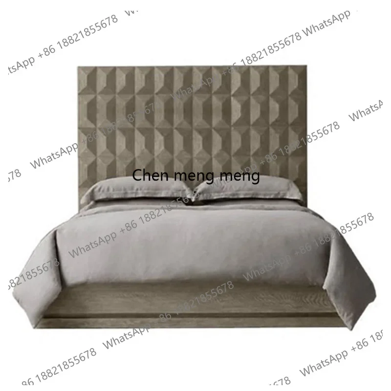 

American bedroom solid wood double bed retro old carved log master bedroom big wedding bedJJ