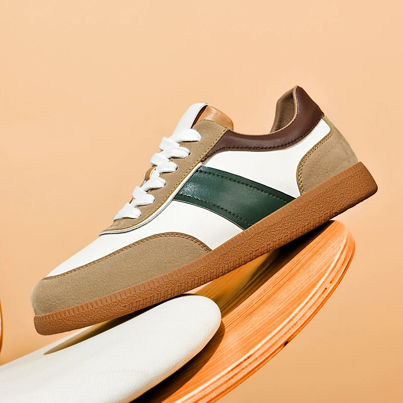 

Новая мужская обувь, кожаная повседневная обувь, модная лоскутная обувь для скейтборда на плоской подошве, молодежные кроссовки на шнуровке