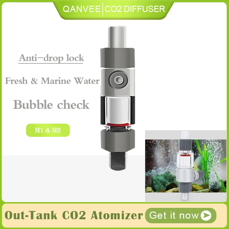 QANVEE CO2 Atomizer System Extenrnal Diffuser For Plant Aquarium Fish Tank Atomizer System Diffuser Reactor Accessories Replace