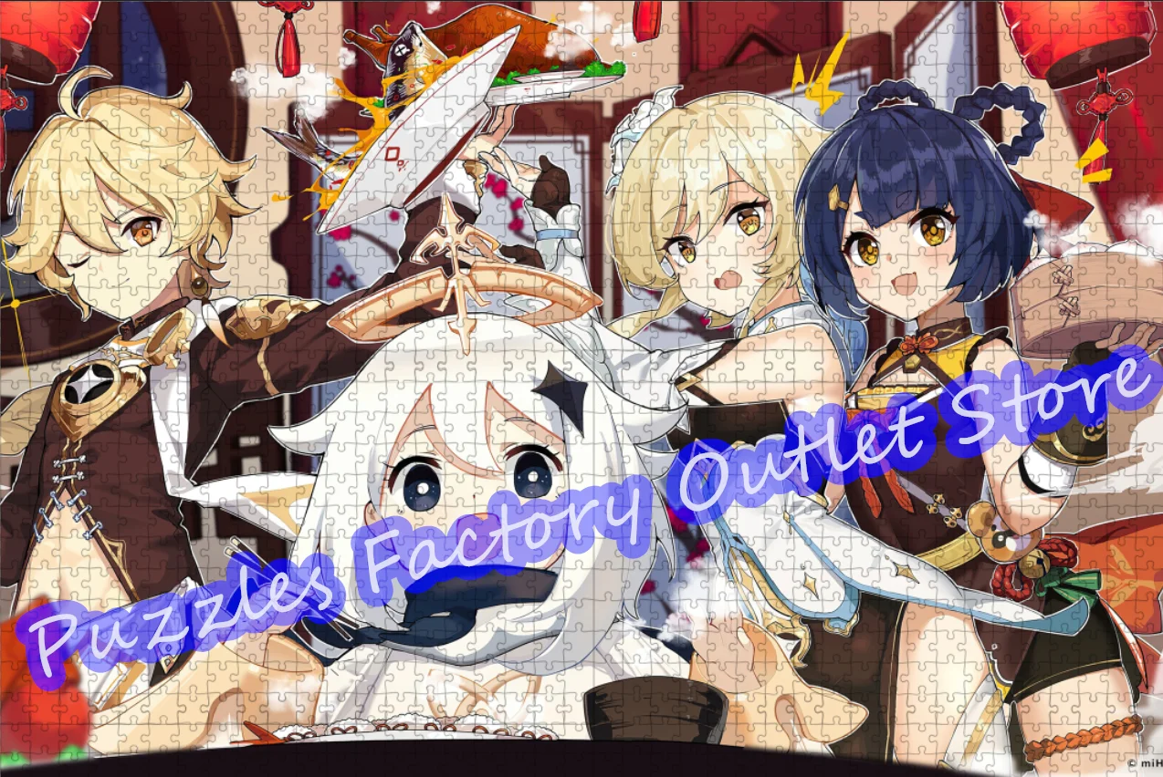 어린이용 원신 임팩트 퍼즐, 만화 게임 비디오 인쇄 퍼즐, 감압 교육 장난감 선물, 300/500/1000 개