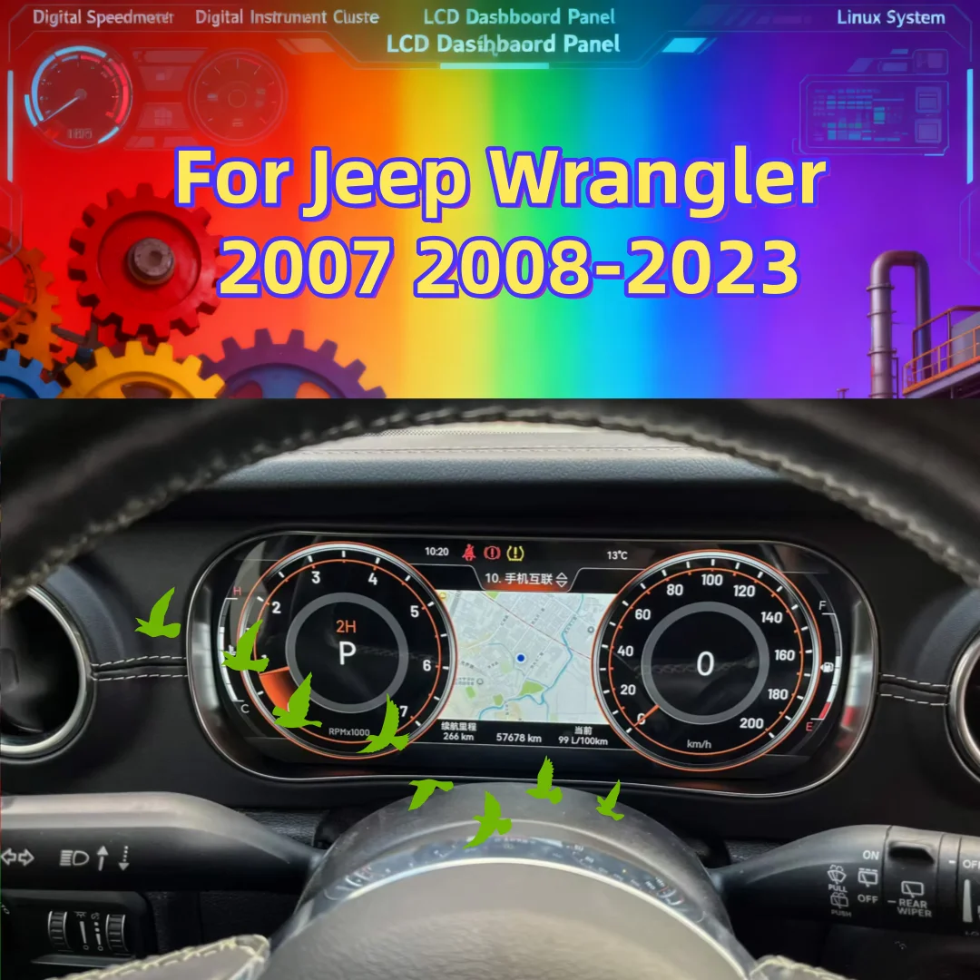 LCD Digital Cluster Dashboard Speed Meter For Jeep Wrangler 2007 2008-2023 Instrument Virtual Cockpit  Speedometer New Upgrade