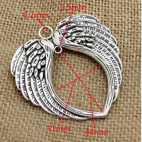 5 Pcs/Lot 65*69mm 5 Color Vintage  Angel Wings Charm Metal  Big Angel Wings Charms Pendant For Jewelry Making image 3