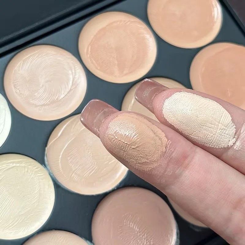 VERONNI 15色コンシーラークリームパレット、クマをカバーするフルカバーコンシーラー、長持ちする防水化粧品