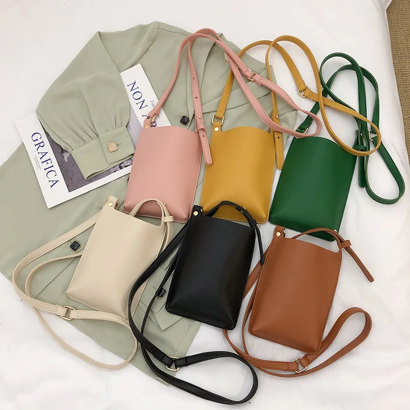 Bolso pequeño informal de cuero suave que combina con todo para mujer, bandoleras cruzadas, color sólido caramelo, conciso, novedad de 2023