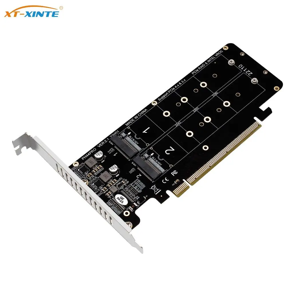 

PCIE to To M2 Riser Card for NVME M.2 M-Key 2240 2260 2280 22110 SSD 2U PCI-E Expansion Card 4-Bay RAID PCI Express Adapter Card