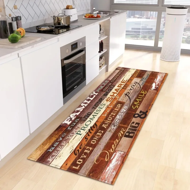 

Wood Texture Kitchen Floor Mat Waterproof Oil-proof PVC Easily Scrubbable Anti-fouling Rugs Balcony Soft Carpets Ковер Tapis 러그