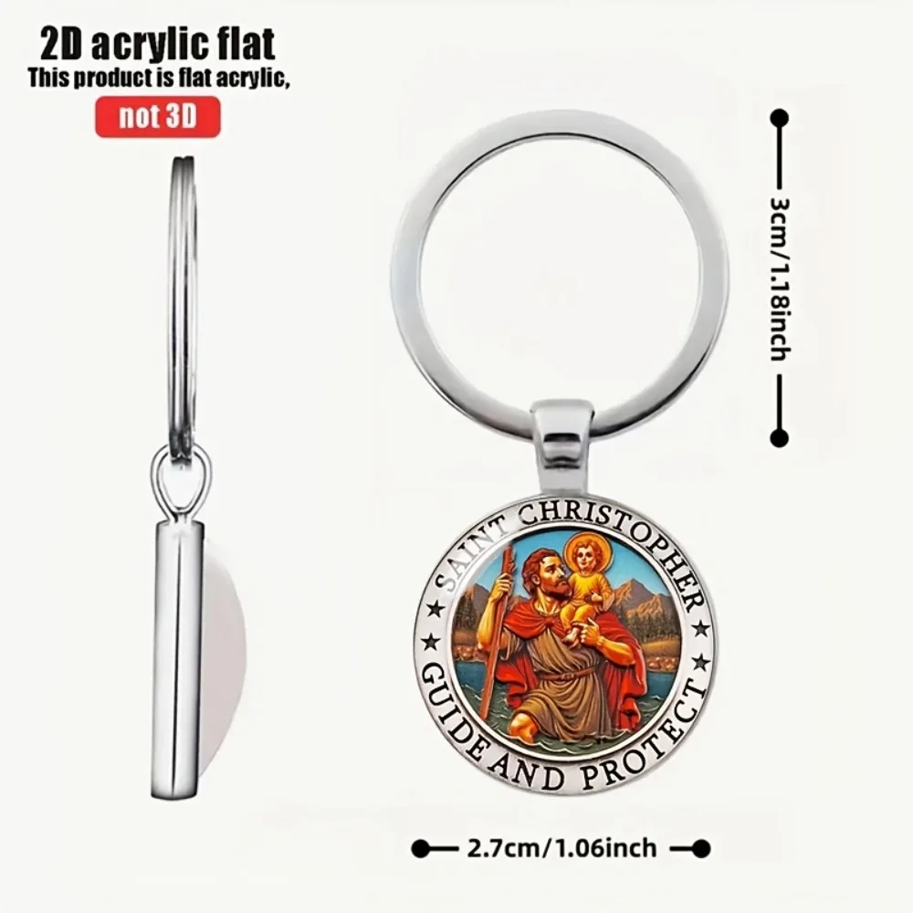 6/12/60 Sets 2D St. Christophorus Medaillen-Schlüsselanhänger aus Zinklegierung mit Karte & Tasche, Unisex, für Auto, Rucksack, Partyzubehör, Gastgeschenke, Großhandel – Detail 3