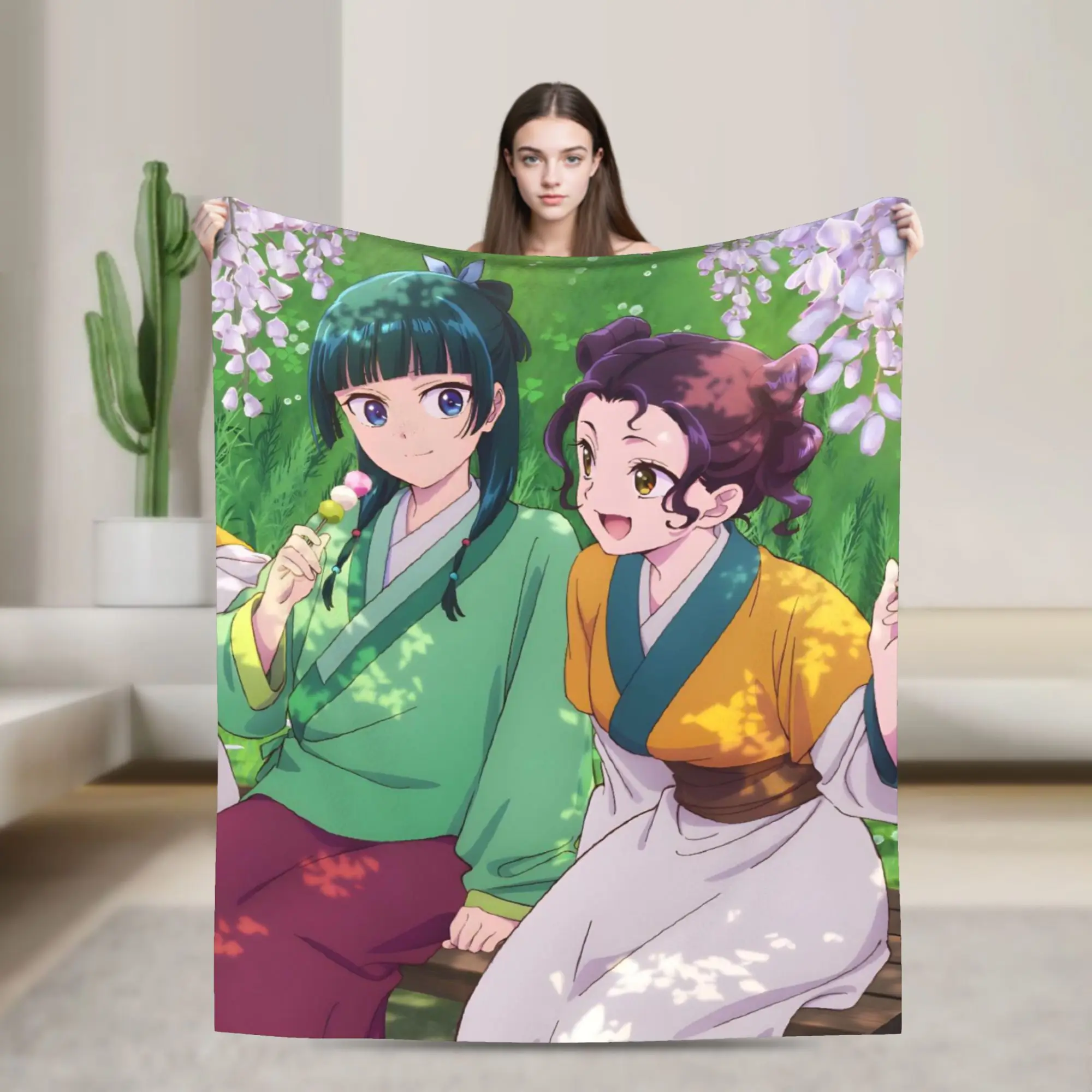 Maomao and Shisui Fleece Blanket Apothecary Diaries Funny Throw Blanket for Bed Sofa Couch 150*125cm Quilt,