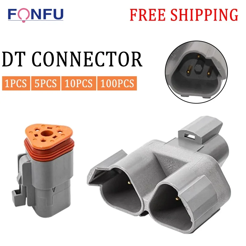 

1/5/10Pcs Deutsch DT Series 3 Pins Y Connector Waterproof Electrical Wire Plug Receptacle Kit DT06-3S DT04-3P-P007 With Pin