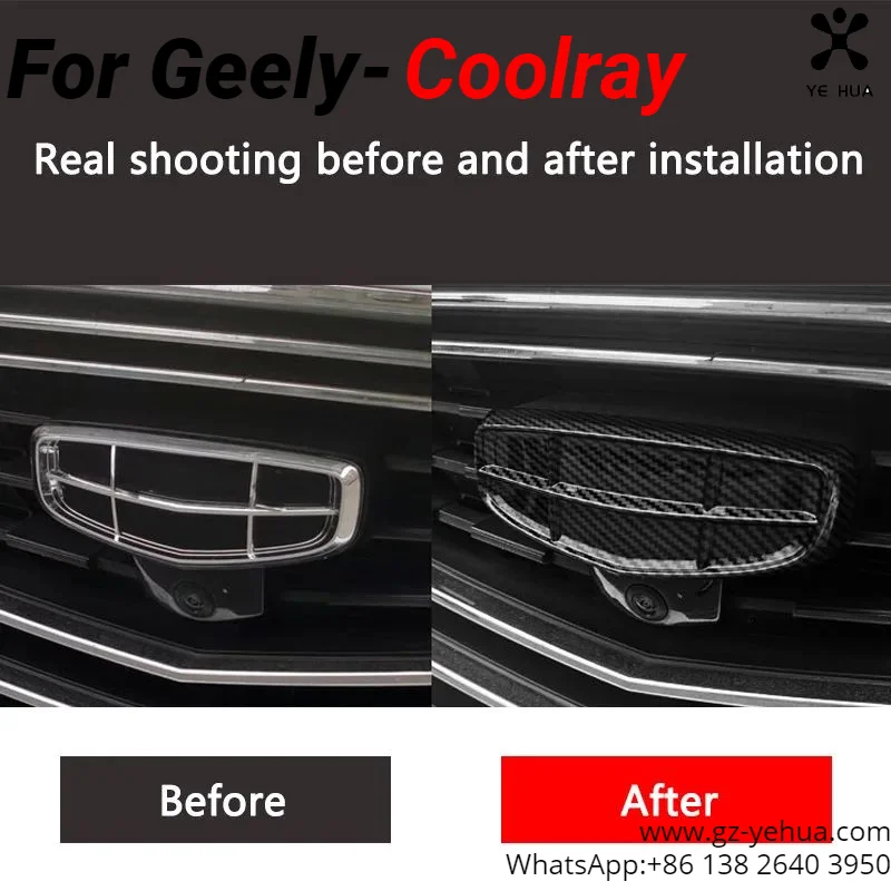 For Geely Coolray 2018-2021 BinYue ABS Logo Sticker Black Badge Emblem  Grill Hood Styling Decorative Sticker Car Interior