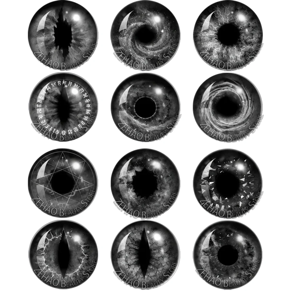12Pcs Star Abyss Rift 10MM-40MM Glass Cabochon Eye Round Decorative Accessories DIY Blyth BJD Doll Accessories JD025