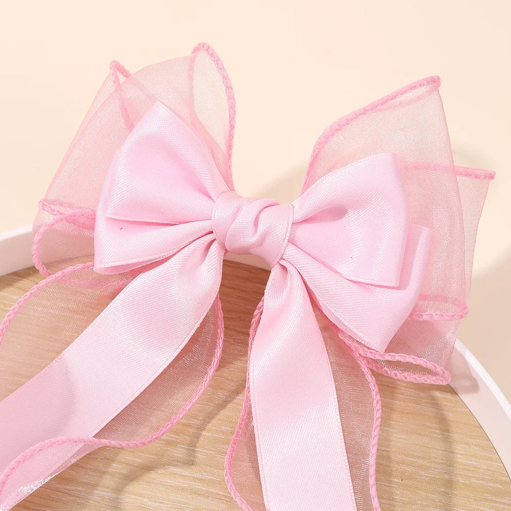 Mädchen-Haarspange aus Chiffon mit Schleife, elegante Haarspangen mit langem Band für Kinder, Hochzeit, Abschlussball, Alltag, französischer Stil, Haar-Accessoires – Detail 18