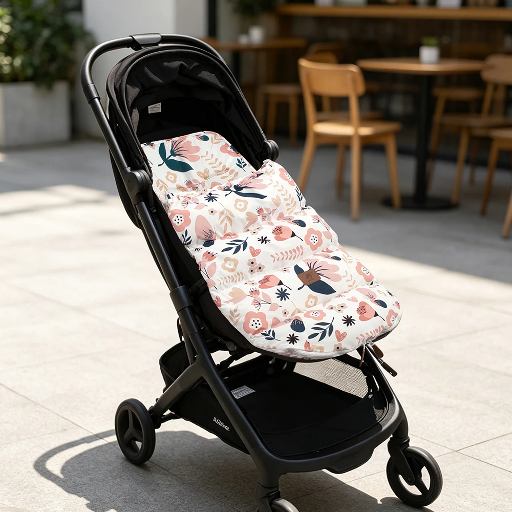2-In-1 Removable Stroller Footmuff Seat Pad With Multi Harness Slots Universal Fit Two-Way Zipper For Easy Diaper Changing