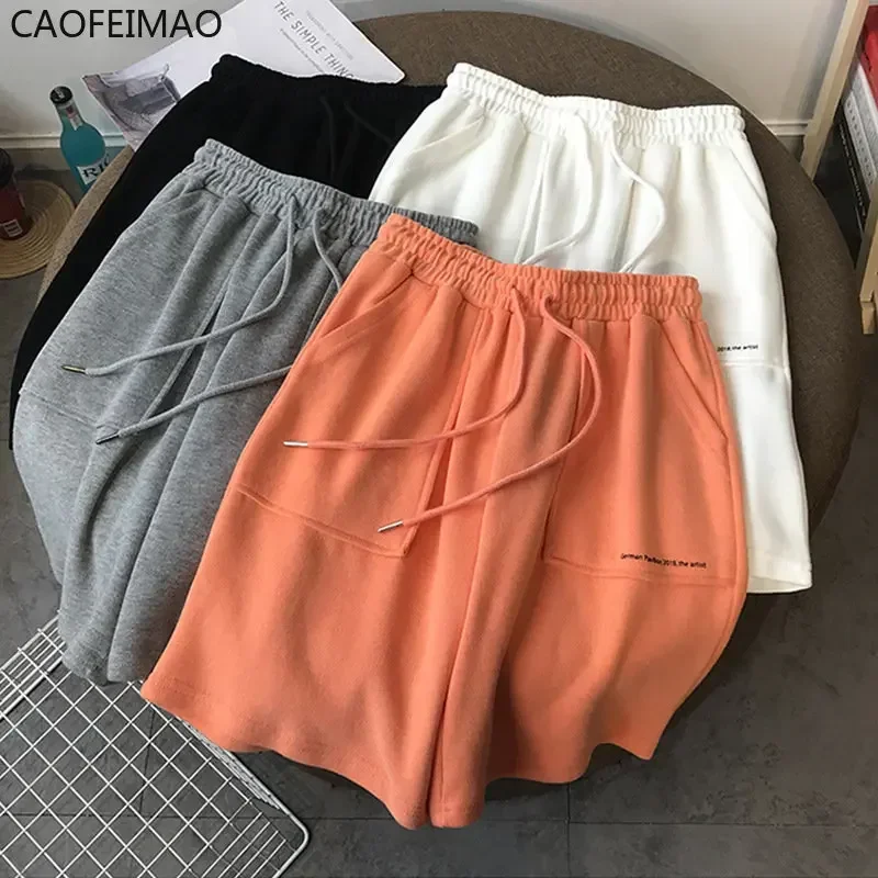 100% Cotton Harajuku High Waist Sports Shorts Casual Loose Fitness Sweatpants 2025 Summer Women Clothing Cycling Shorts