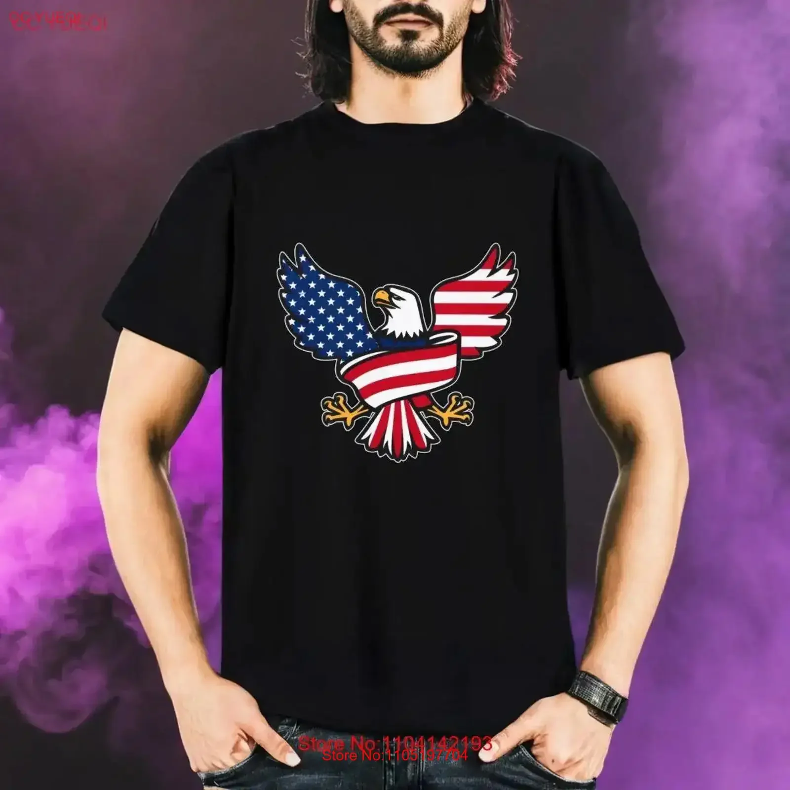 الولايات المتحدة الأمريكية النسر والعلم نجوم المشارب نجمة متدلية راية باتريوت سوفت ستايل تي شيرت خمر غسلها مريحة للتنفس امتدت #1