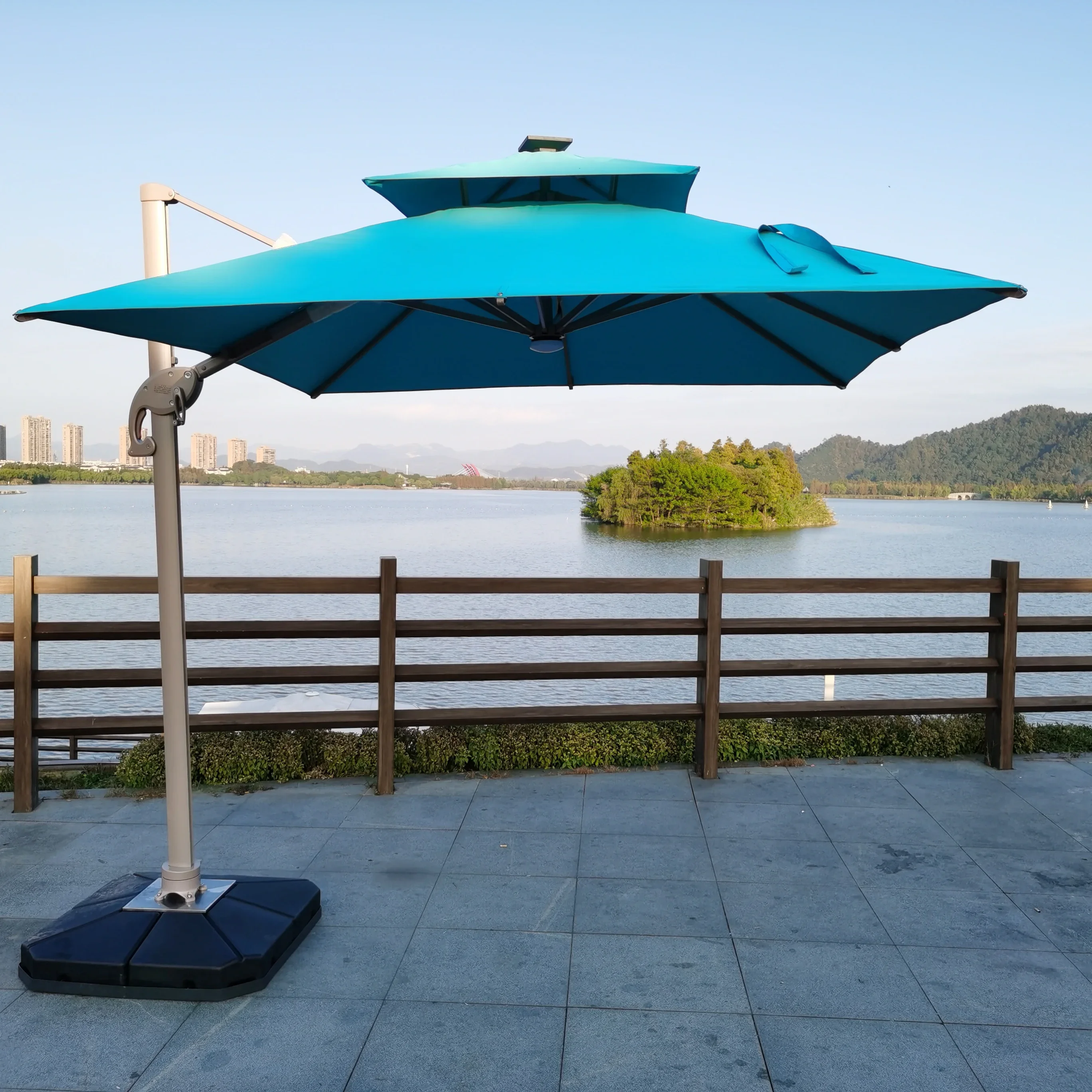 

3x3 M Factory Stock All Color LED Roman Umbrella Parasol Rose Gold All-aluminum Garden Umbrella