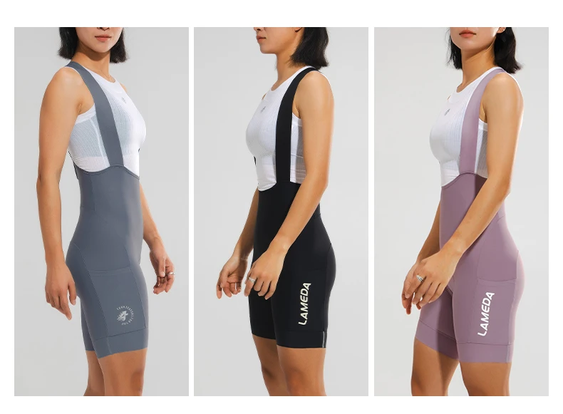 LAMEDA Radfahren Trägerhose Stoßdämpfung Gepolsterte Rennrad Shorts Reiten Radfahren Trägerhose Atmungsaktive Damen Sommer MTB Shorts – Detail 4