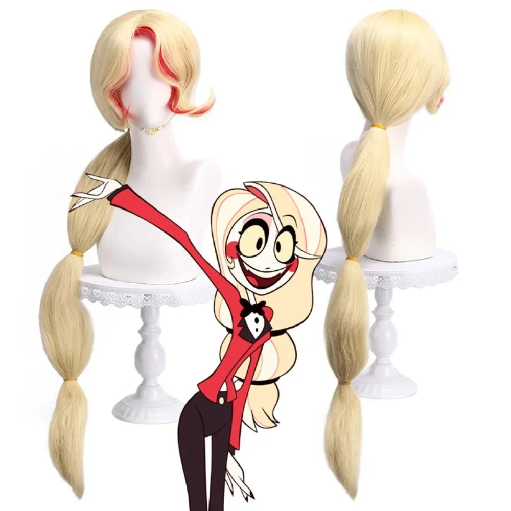 Anime Hazbin Charlie Morningstar Cosplay Wig Adult Women Girls Heat Resistant Synthetic Long Blonde Hair Halloween Costume Prop