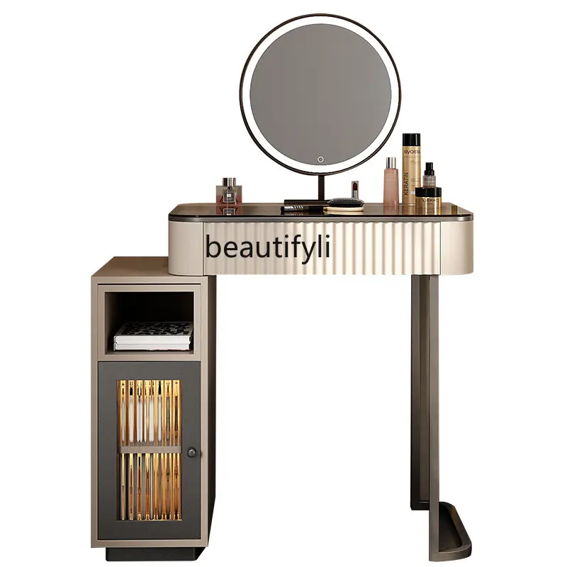 

zq Cream Style Dressing Table Bedroom Small Apartment Simple Contraction Band LED Light Makeup Table