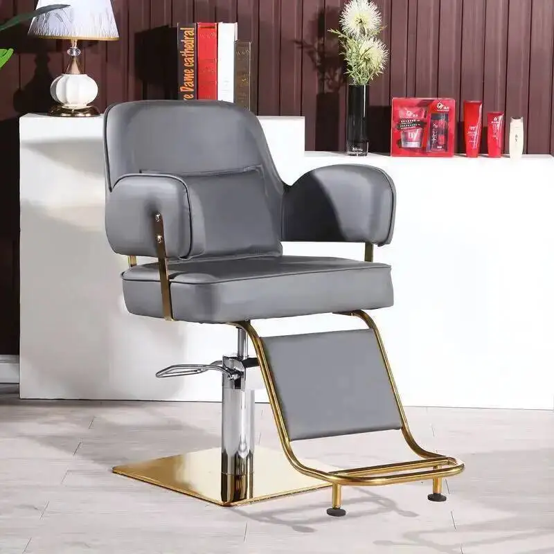 Estilista pedicure barbeiro cadeira salão de beleza luxo rosa estética dourada barbeiros poltrona rotativa mocho cadeira barbeiro equipamentos mq50bc