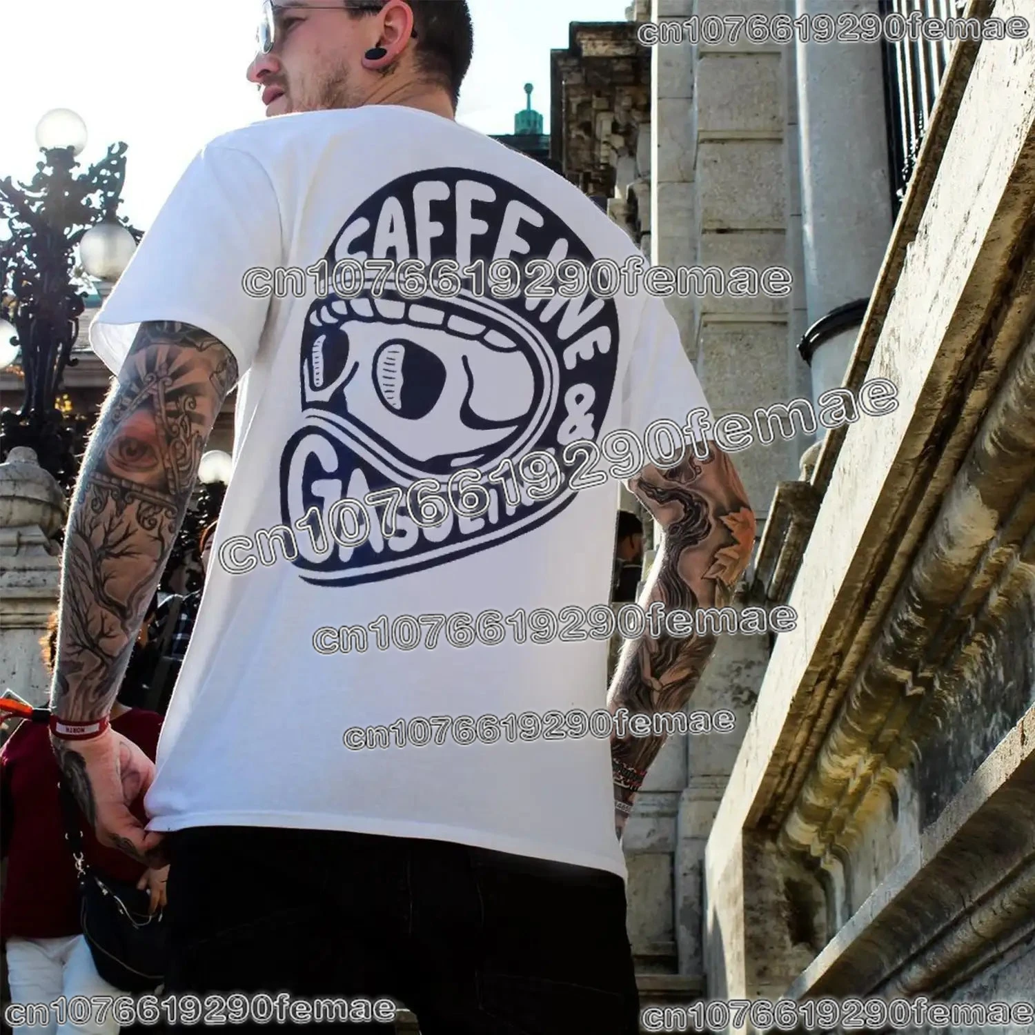 

Хлопковая футболка унисекс с графическим принтом «Кофеин и мотоцикл», летняя, класса люкс, с коротким рукавом, классическая модная футболка