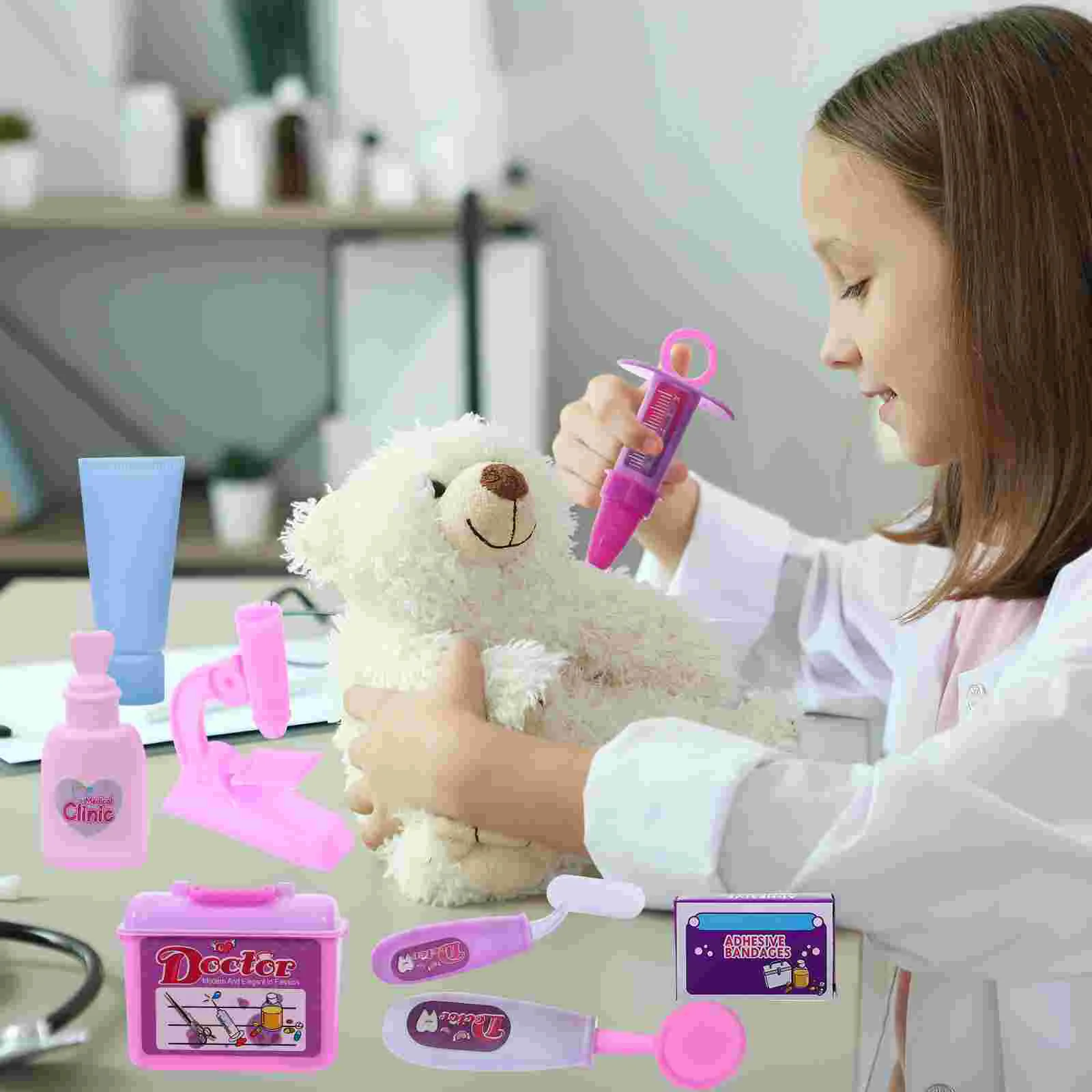 Médico portátil fingir jogar kit para crianças, brinquedo médico, brinquedos educativos para crianças, meninas, 14 pcs