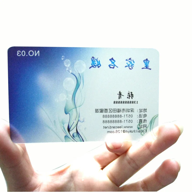 Customized Transparent PVC Plastic Business Cards Personal Identify Clear Waterproof Thank You Card with Your Own Designs