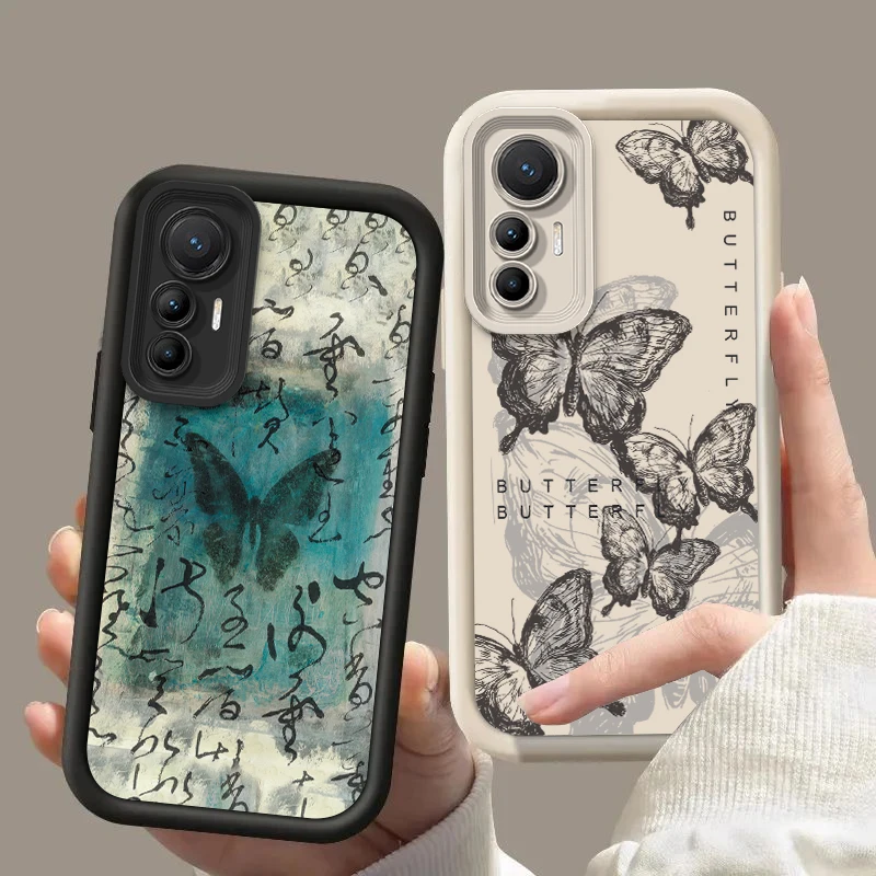 Mi12 Butterfly Silicone Phone Case On For Xiaomi Mi 12 12X 12S 12T Lite Pro 4G 5G Len Protect Cover MI12X MI12S MI12 T MI 12PRO