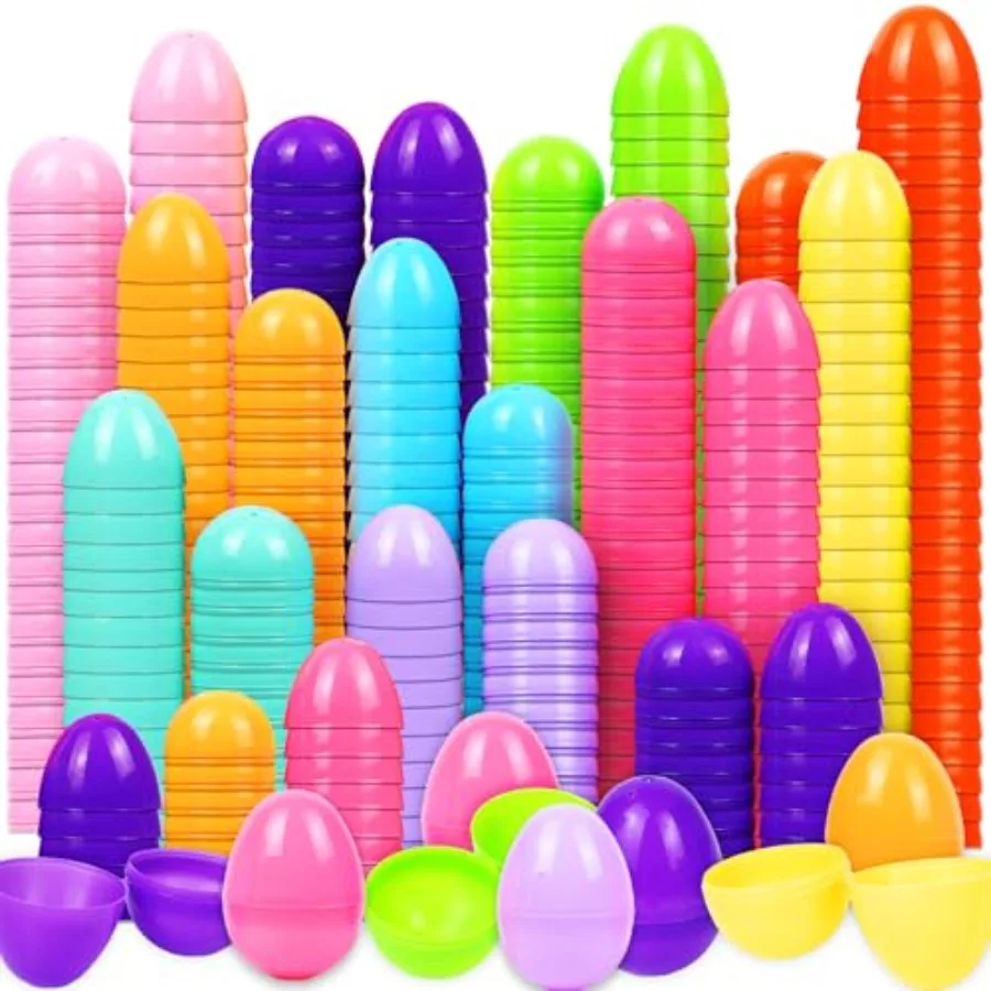 

500 шт. пасхальных яиц, 2,3 см, пустые, разноцветные, яркие, пластиковые, для наполнения сладостями на Пасху, для пасхальных корзин