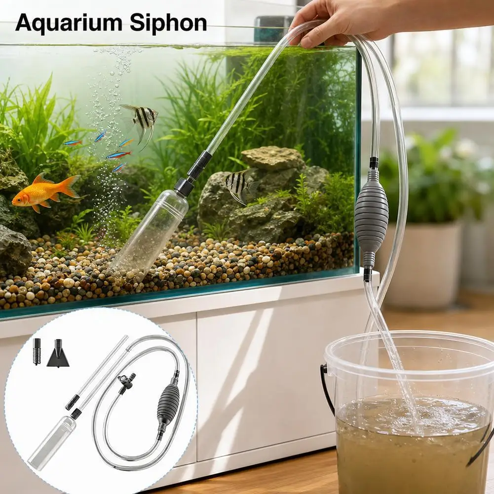 Aquarium-Wasserwechslerpumpe mit Fäkalienabsaugung, Sandwaschmaschine, Abwassersiphon und Reinigungswerkzeug für Aquarien – Detail 4