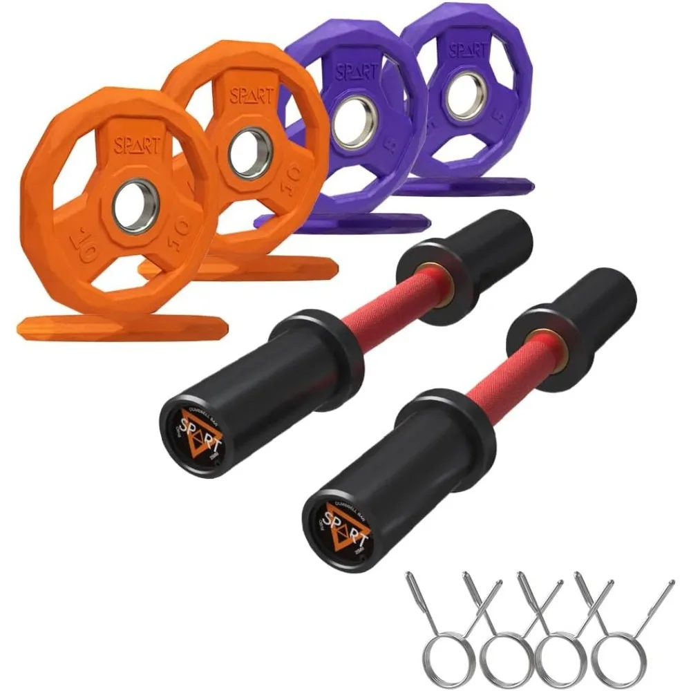 Dumbbell Handles with 60LB Weight Plate Set, Pair of Loadable Dumbbell Bar Set for 2 Inch Weight Plates