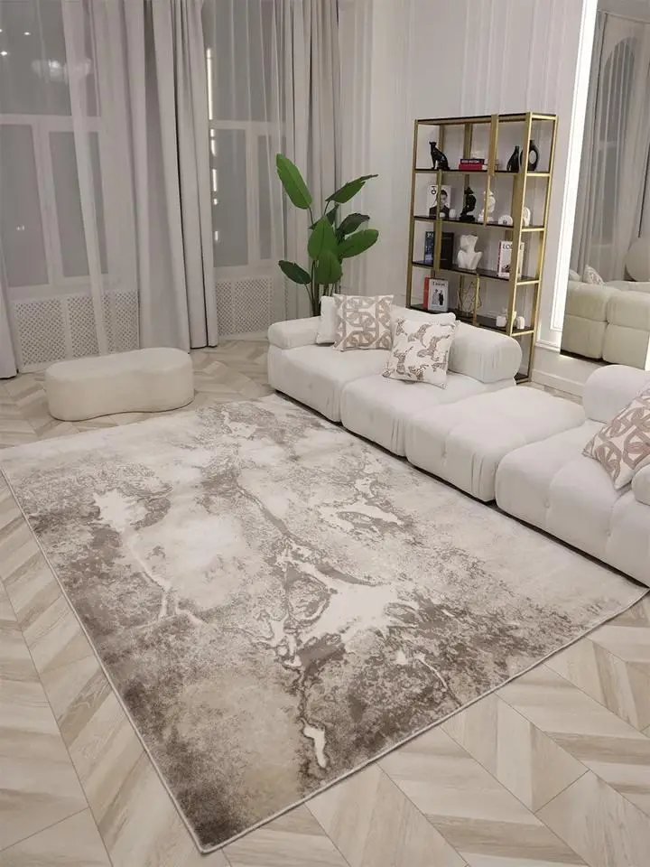 VIKAMA Minimalist Modern Style Rug Large Area Rug for Living Room, Bedroom, Wardrobe, Easy-to-Clean Coffee-Colored Rug Home De