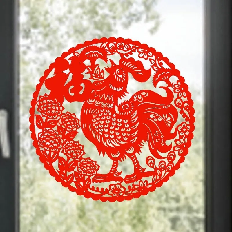 2pcs Paper Cuttings window decoration electrostatic sticker Spring Festival sticker glass window sticker waterproof