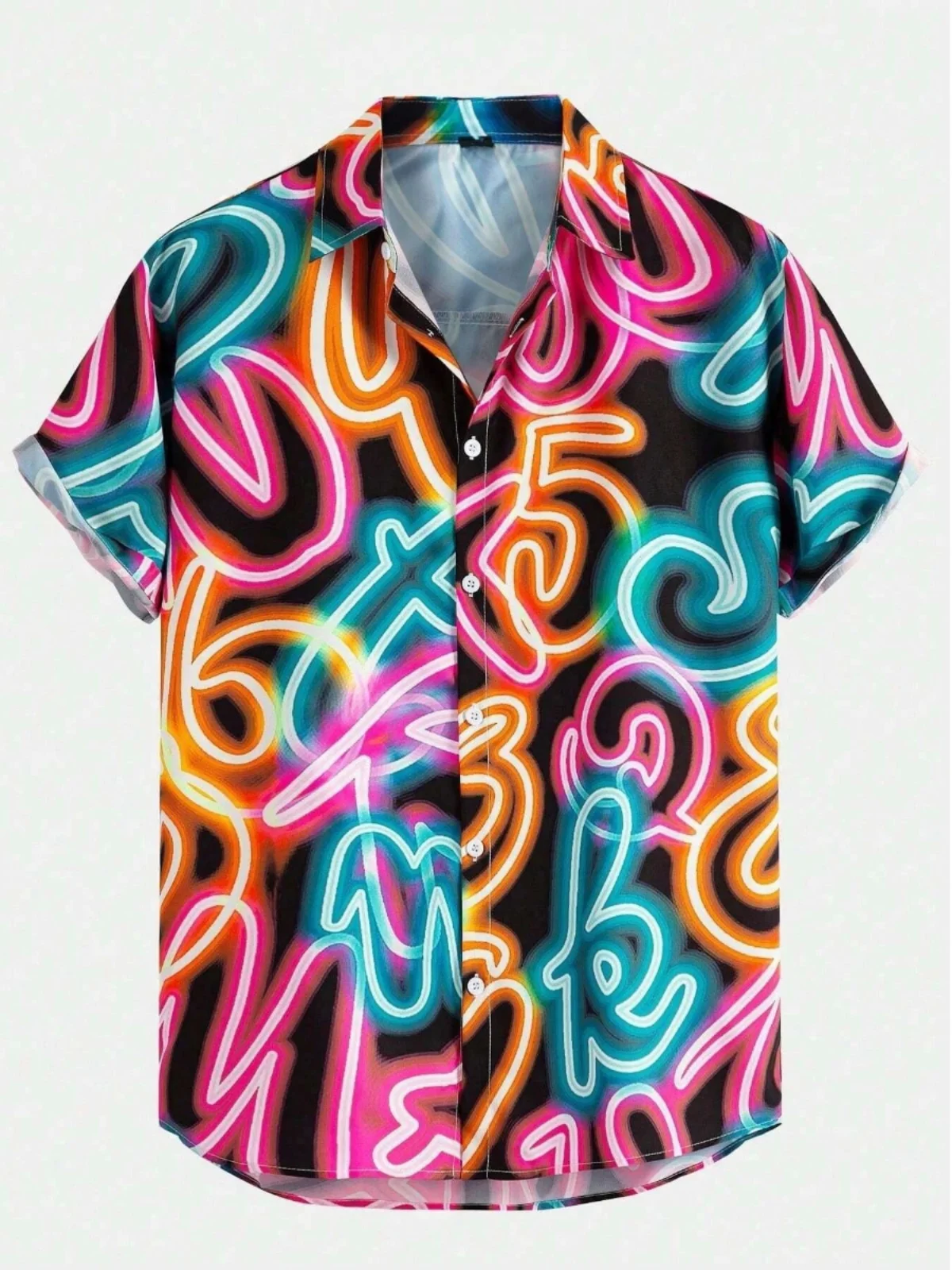 

Patterned ort Sve Men's irt Casual Breathable Polyester Spring Summer Faionable Printed Collared Top